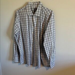 Jos. A. Bank Navy and White Checkered Shirt